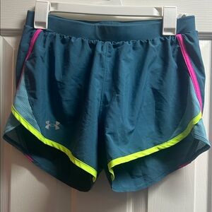 Under Armour Teal Shorts with Neon Accents
